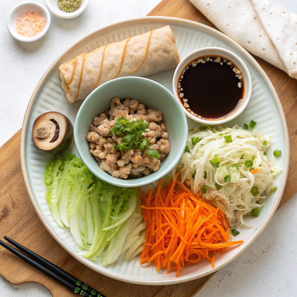 Ingredients For Chicken and Mushroom Egg Rolls