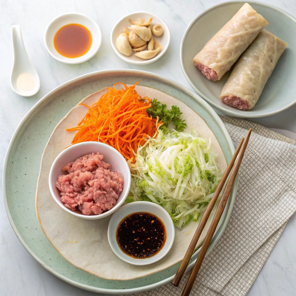 Ingredients For Spicy Pork and Cabbage Egg Rolls