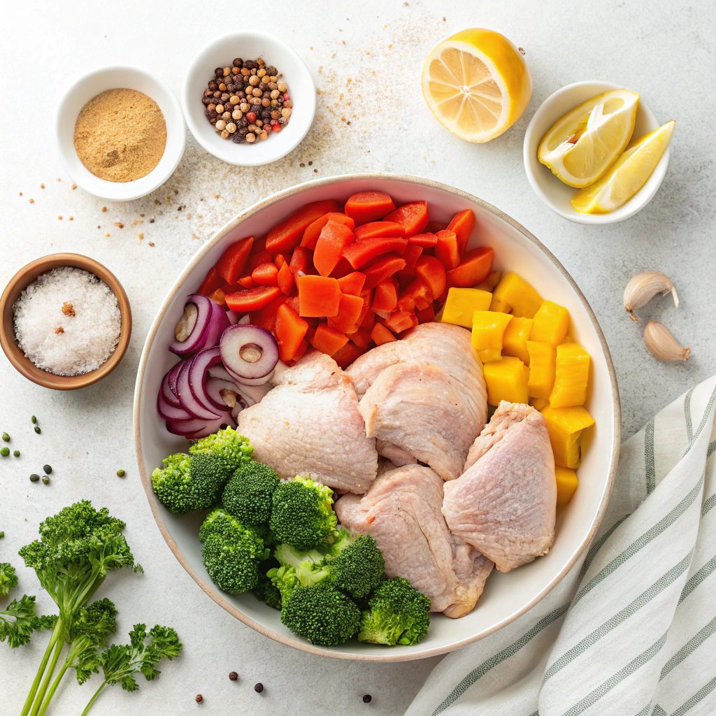 Ingredients For Baked Chicken and Vegetables