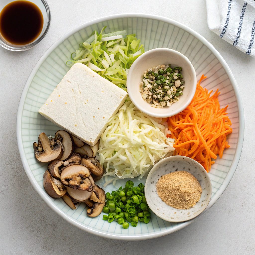 Ingredients For Tofu and Vegetable Egg Rolls