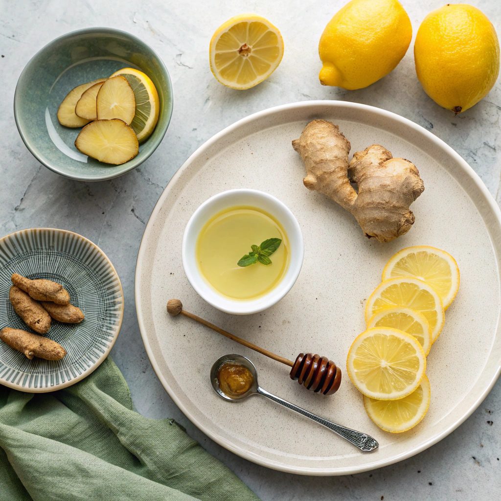 Ingredients For Ginger And Lemon Tea