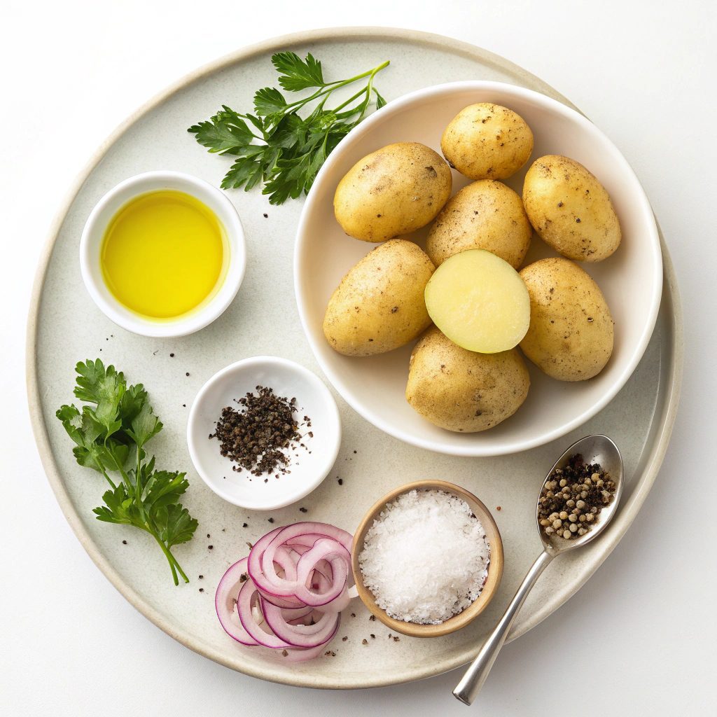 Ingredients For Pan-Seared Baby Potatoes With Crispy Shallots