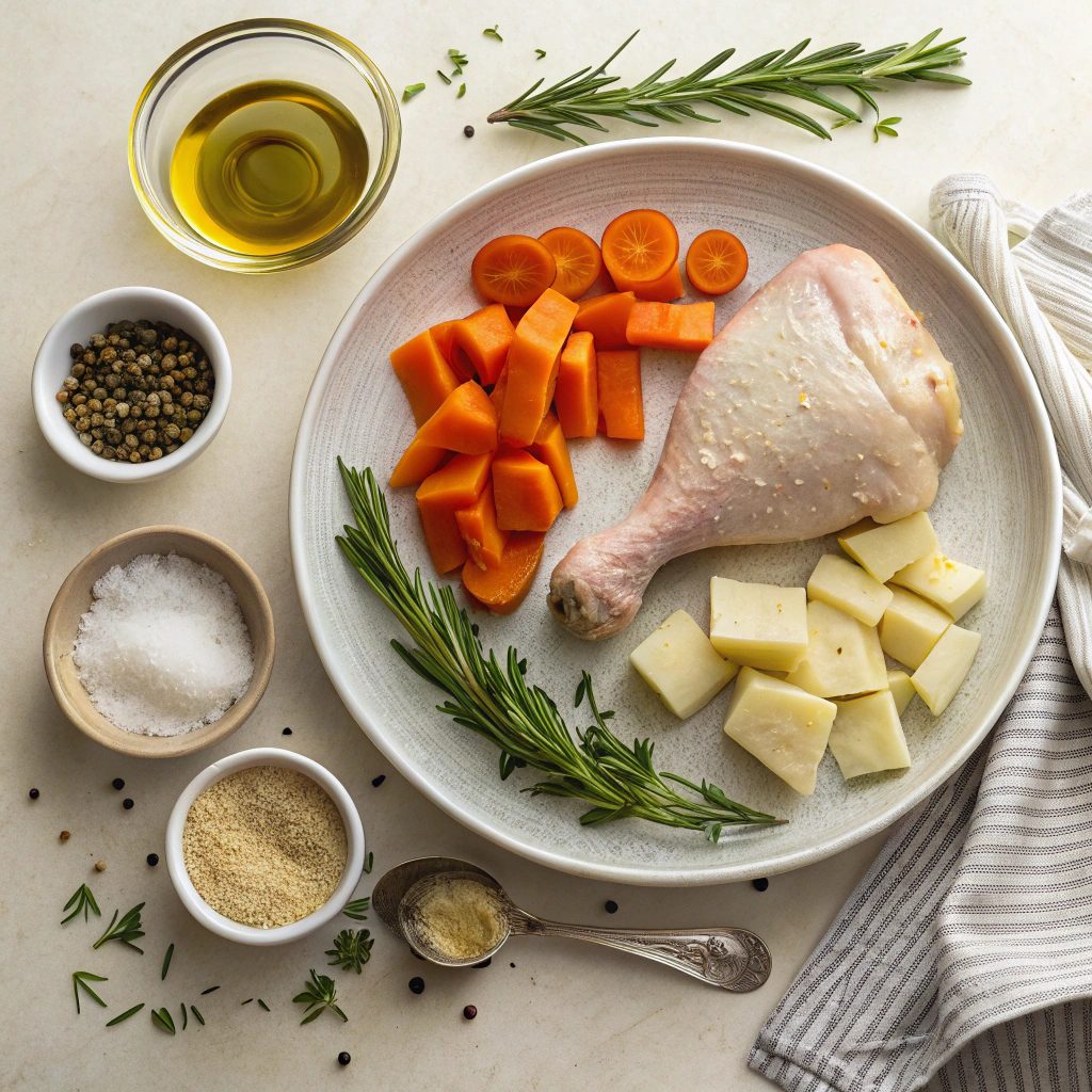 Ingredients For Roasted Chicken With Carrots And Potatoes