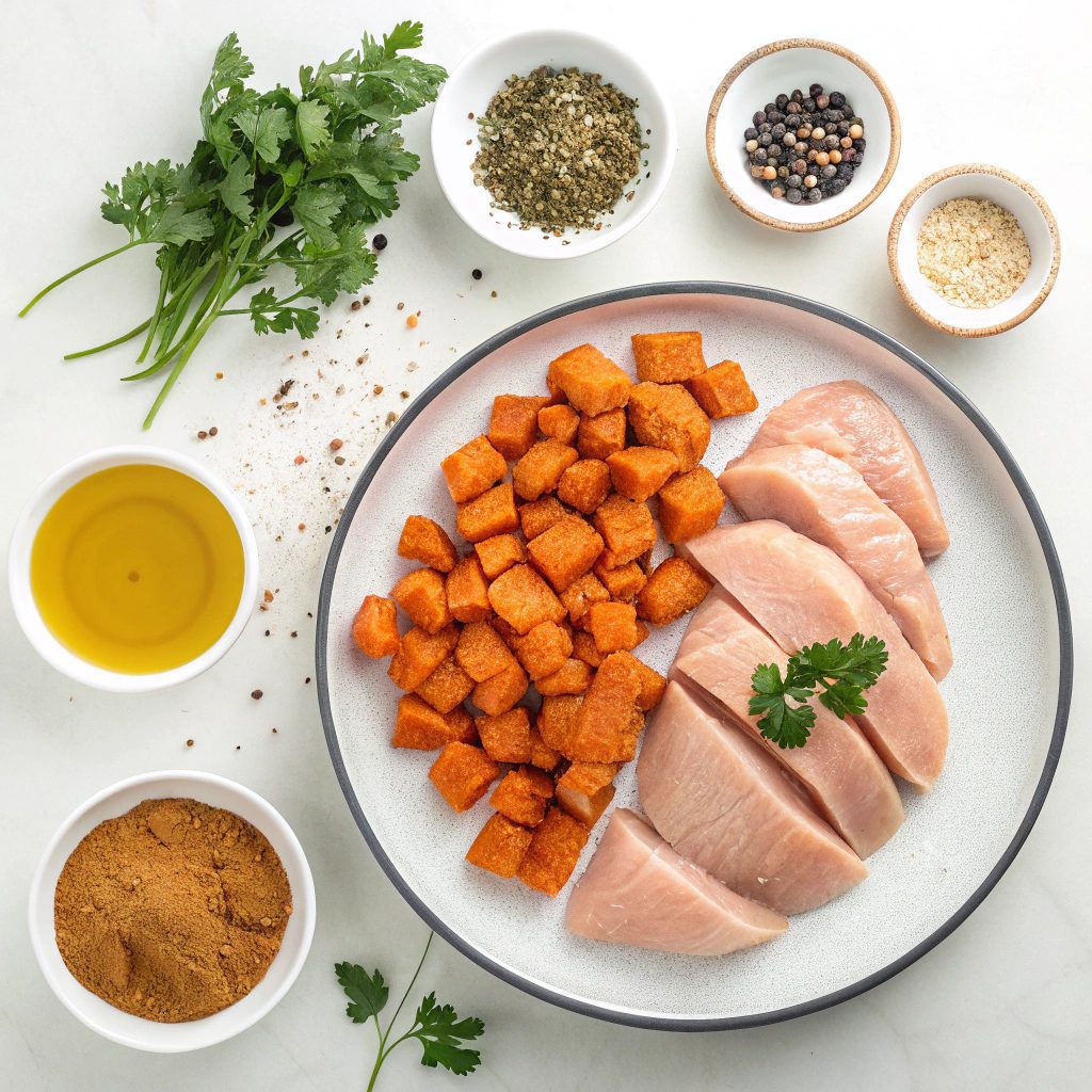 Ingredients For Grilled Chicken Breasts With Roasted Sweet Potatoes