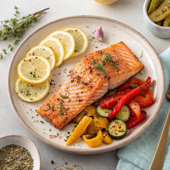 Ingredients For Baked Salmon With Roasted Vegetables