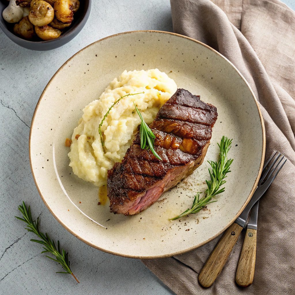 Ingredients For Grilled Steak With Garlic Mashed Potatoes