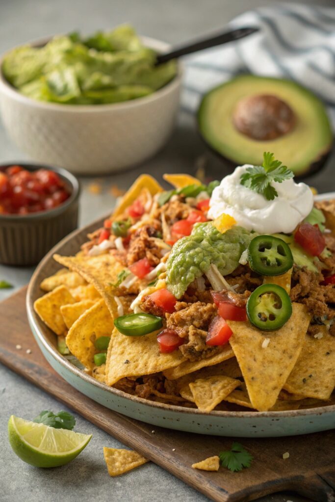 loaded nachos with toppings