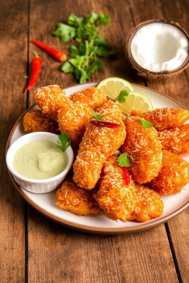 crispy coconut infused fried chicken