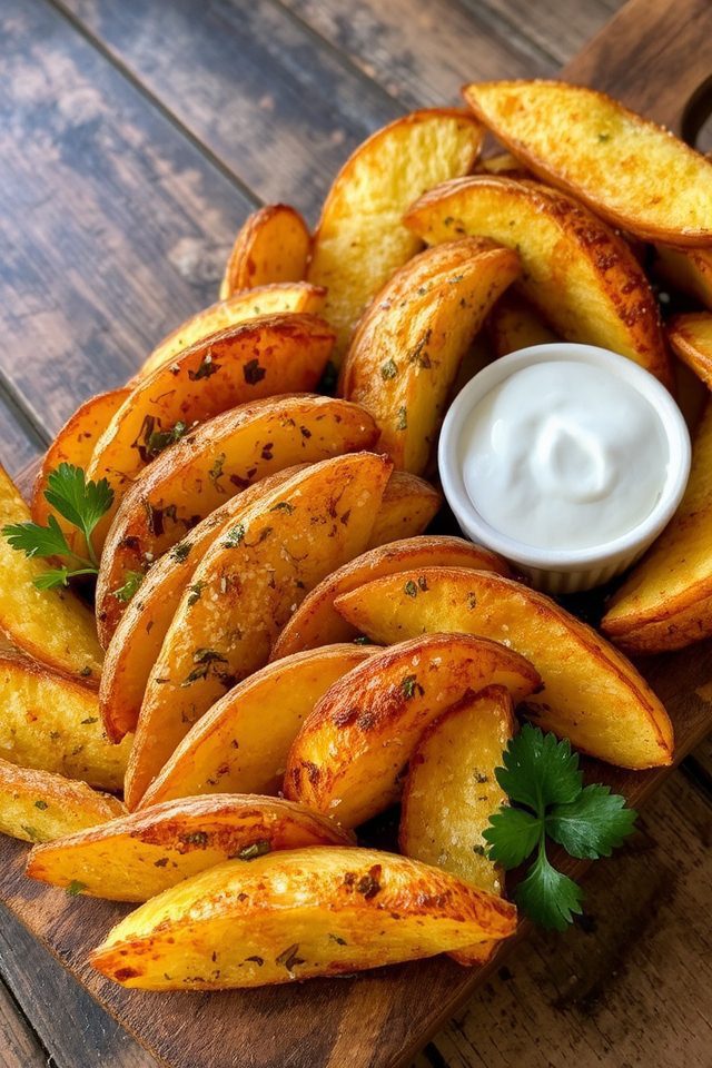 crispy seasoned potato wedges