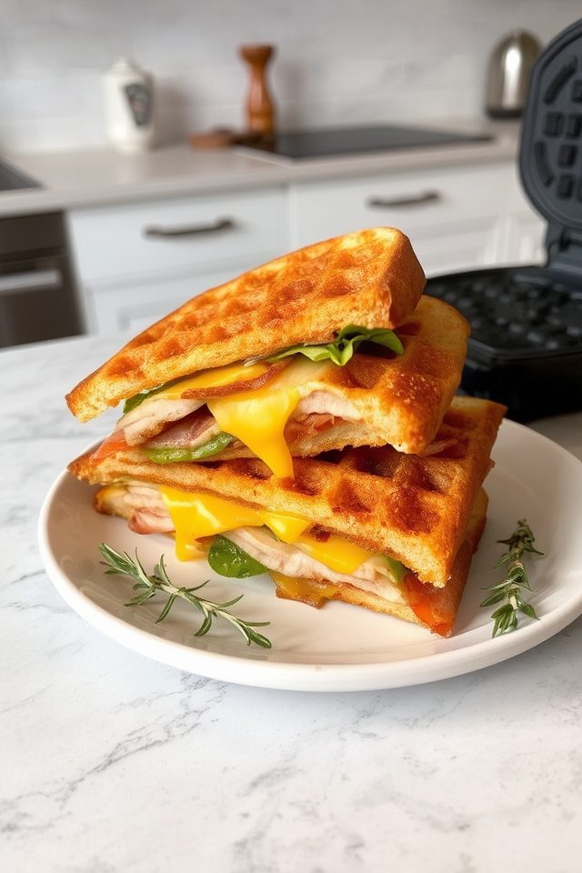 crispy waffle iron sandwiches