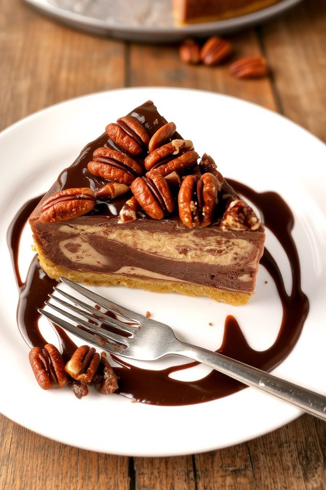 decadent chocolate pecan cheesecake