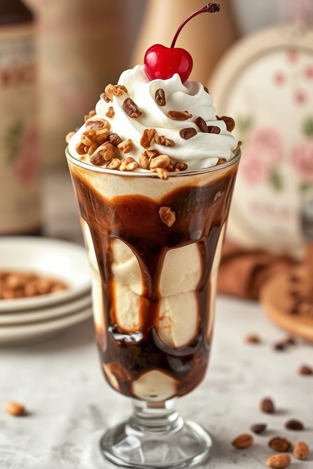 decadent nutty fudge sundae