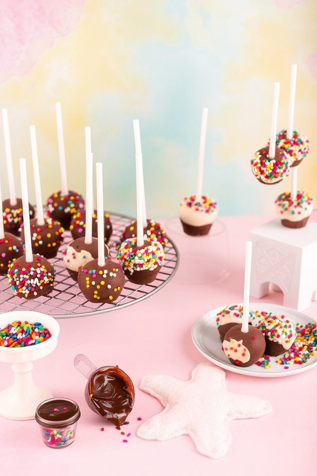 decorating cake with chocolate