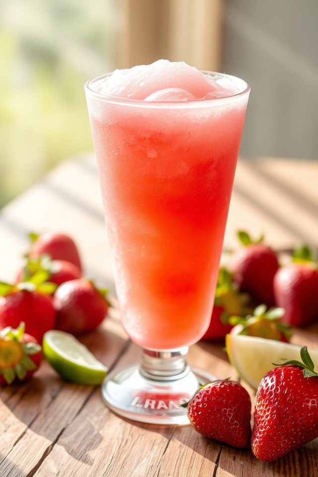 delicious blended strawberry cocktail