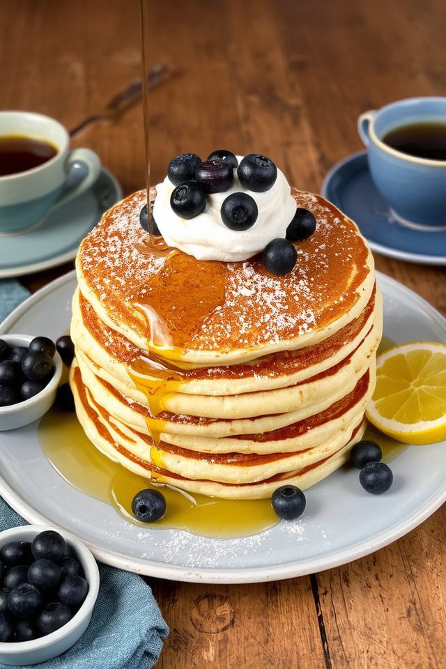 fluffy blueberry lemon pancakes