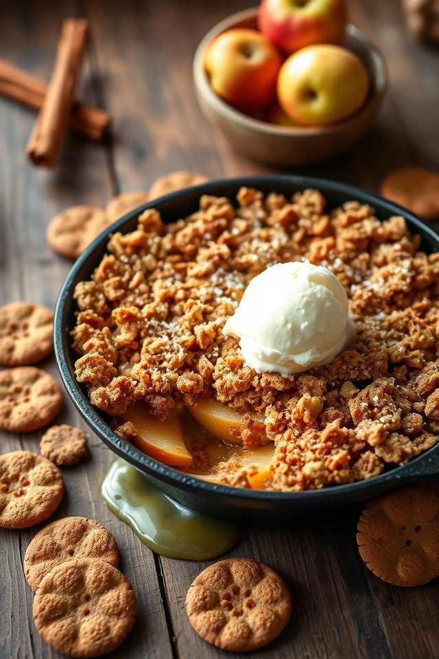gingersnap topped apple crumble