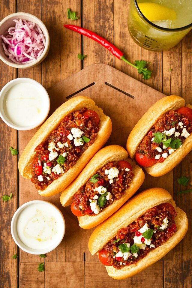 greek chili dogs fusion