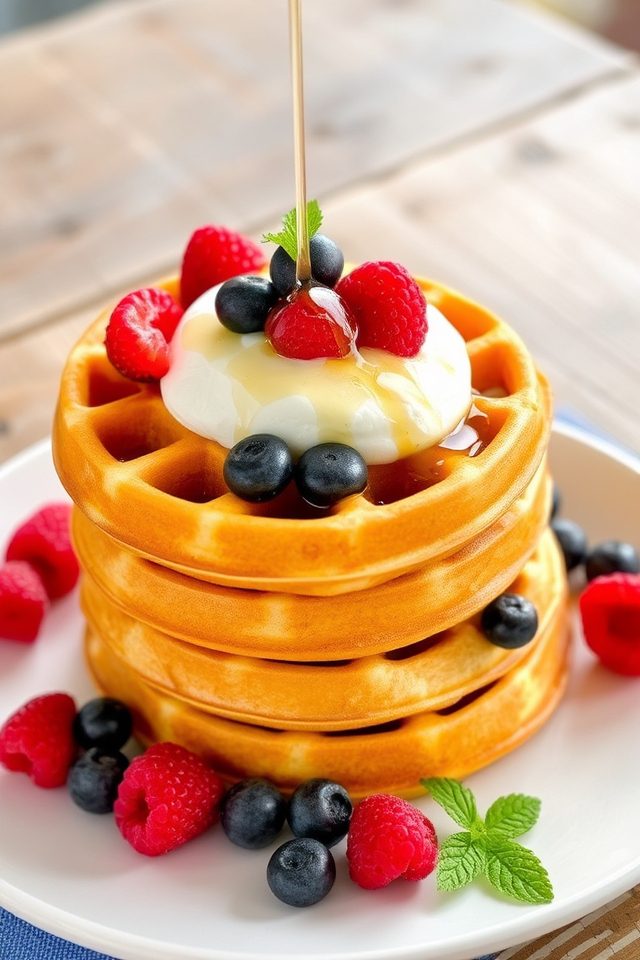 greek yogurt berry waffles