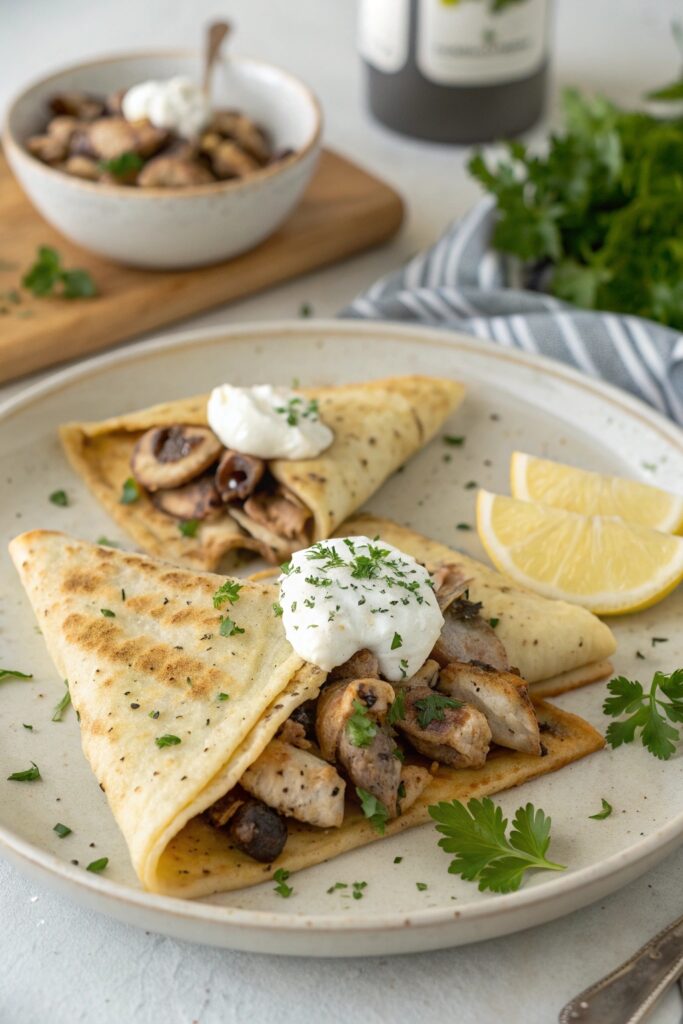 grilled chicken crepes meal