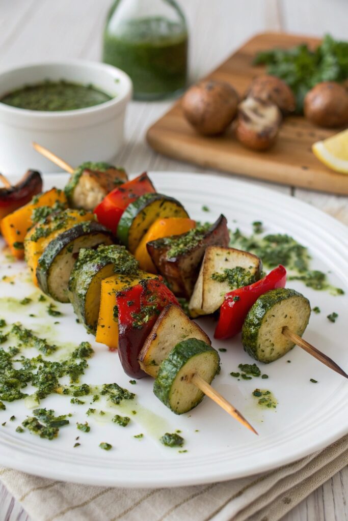 grilled vegetable chimichurri skewers