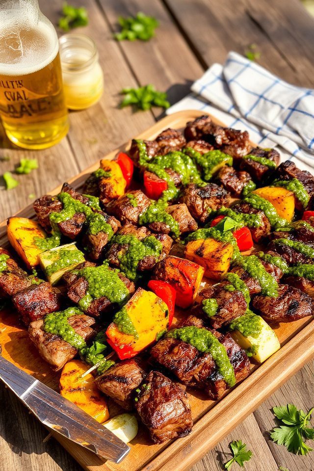 grilled beef kebabs chimichurri