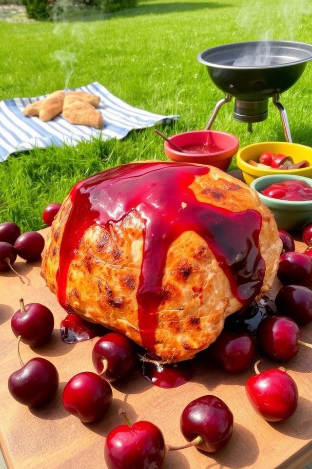 grilled chicken with cherry sauce