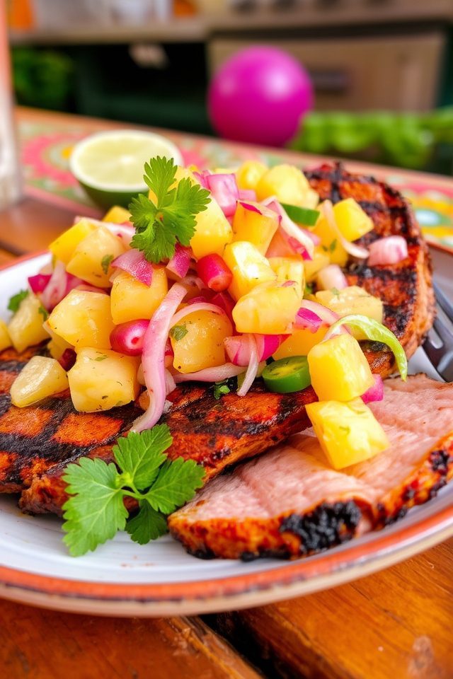 grilled ham with salsa