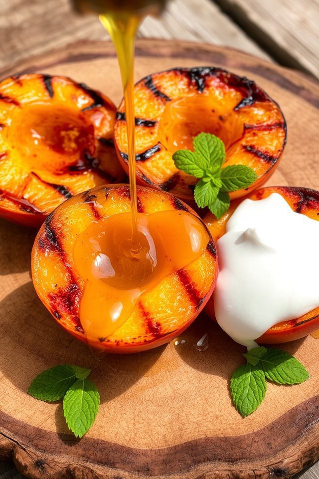 grilled peaches with yogurt