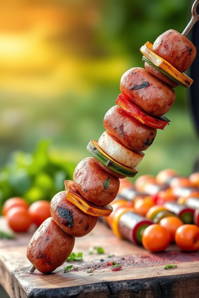 grilled sausage outdoor meal