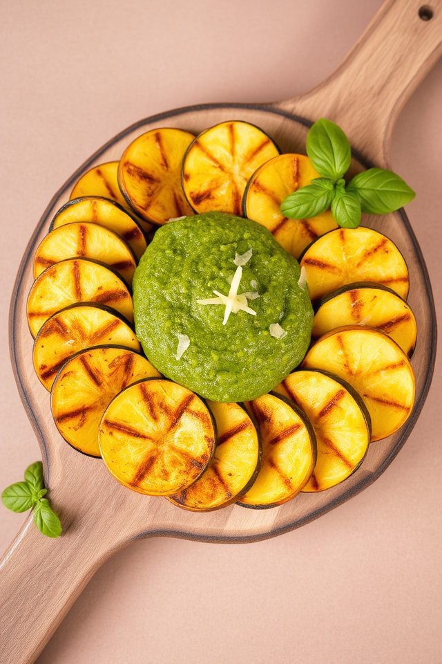 grilled squash with pesto