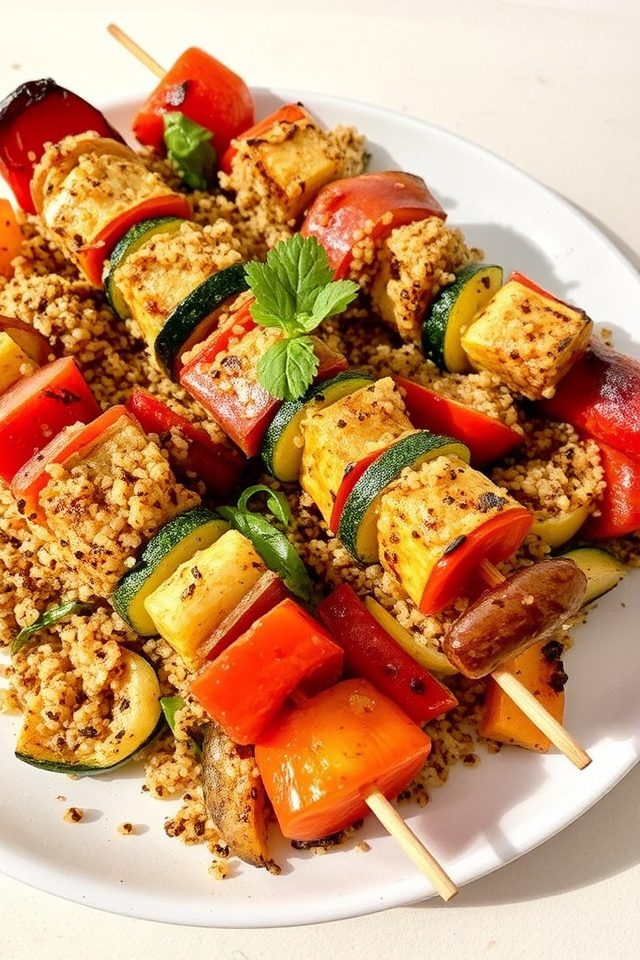 grilled vegetable quinoa skewers