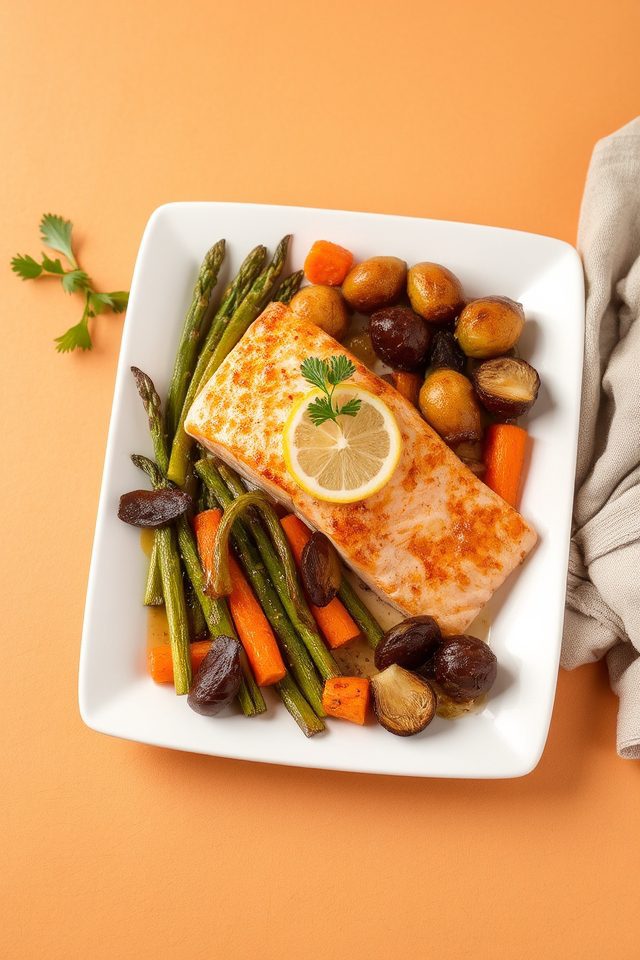 healthy baked salmon dinner