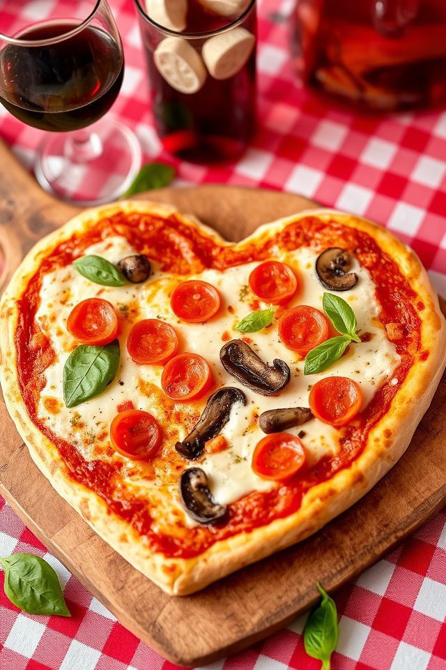 heart shaped pizza dinner