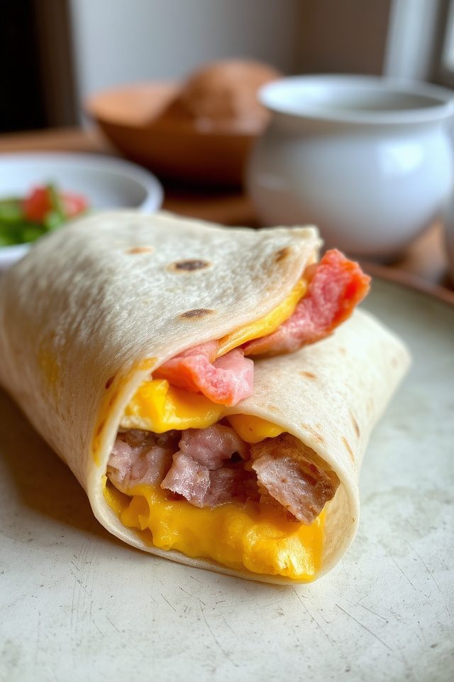 hearty breakfast burrito meal
