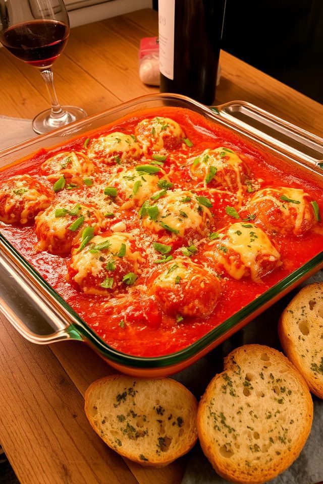 hearty meatball parmesan bake