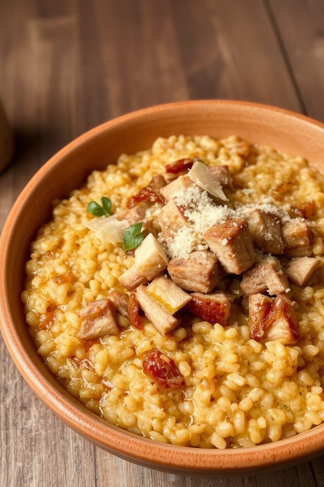 hearty pork barley risotto