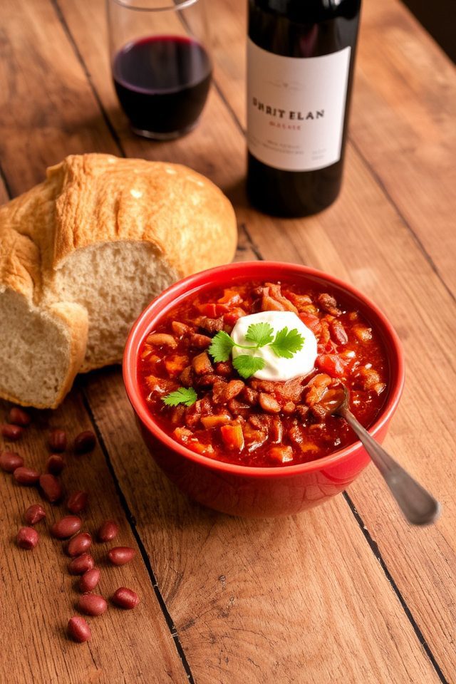 hearty shiraz infused chili con carne