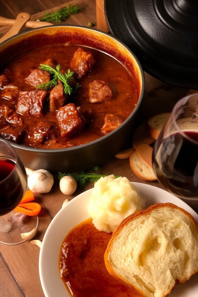 hearty wine braised beef stew