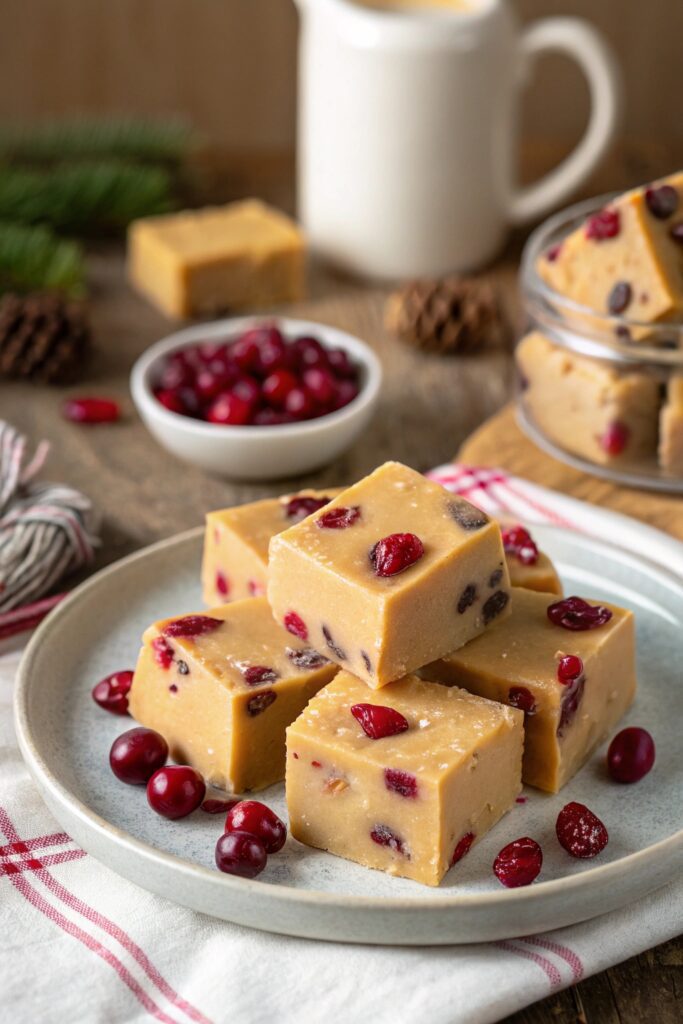 Holiday Penuche Fudge With Cranberries
