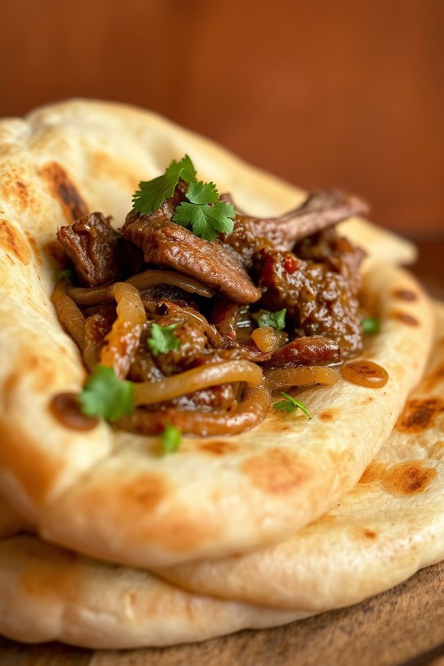 indian lamb stuffed naan