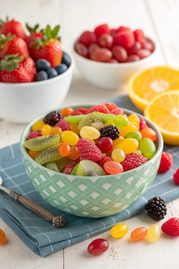 colorful fruity candy salad