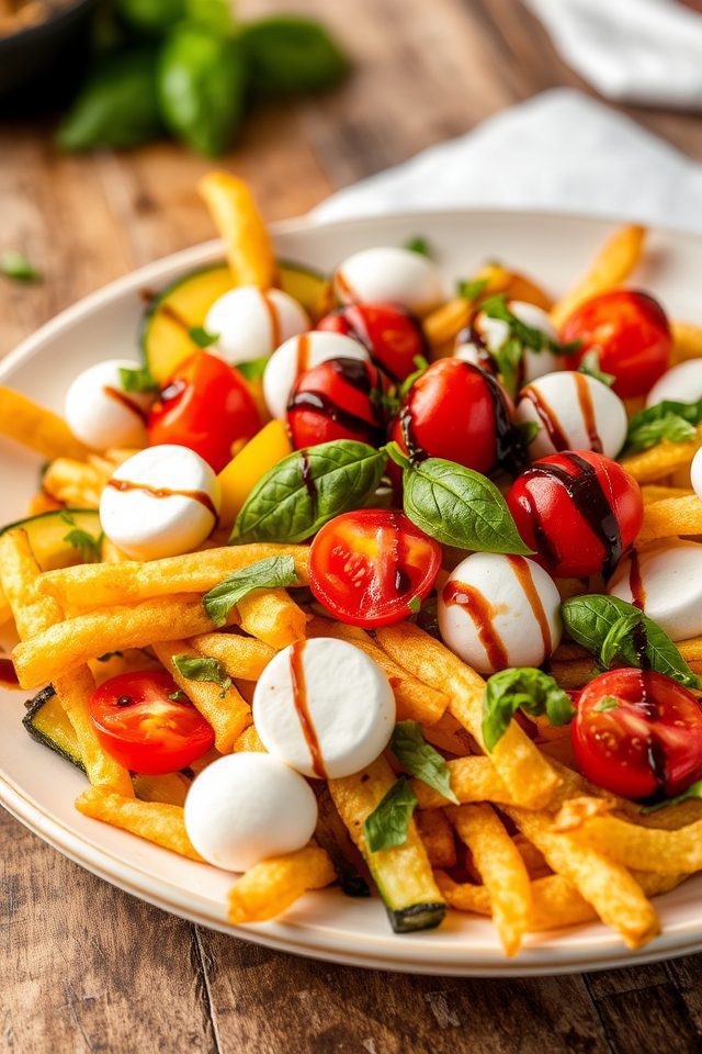 julienne fries with caprese flavors