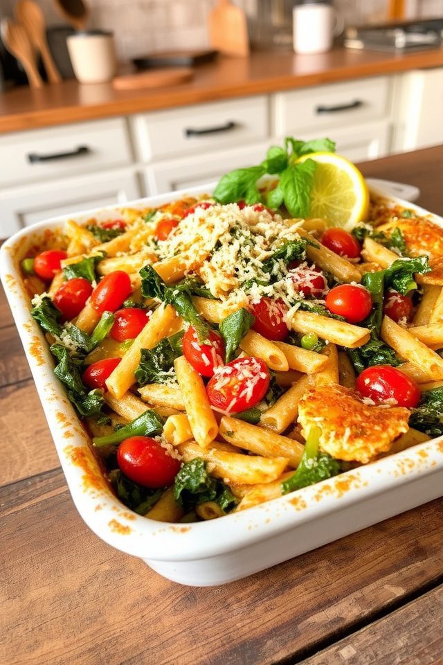 kale pasta cheese bake
