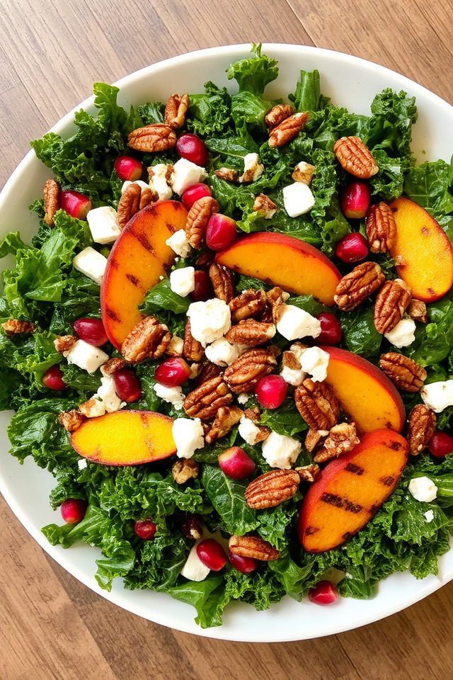 kale salad with peaches