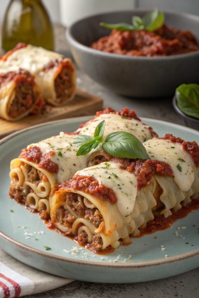 savory cheese filled pasta rolls