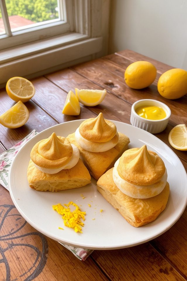 lemon flavored scones with meringue