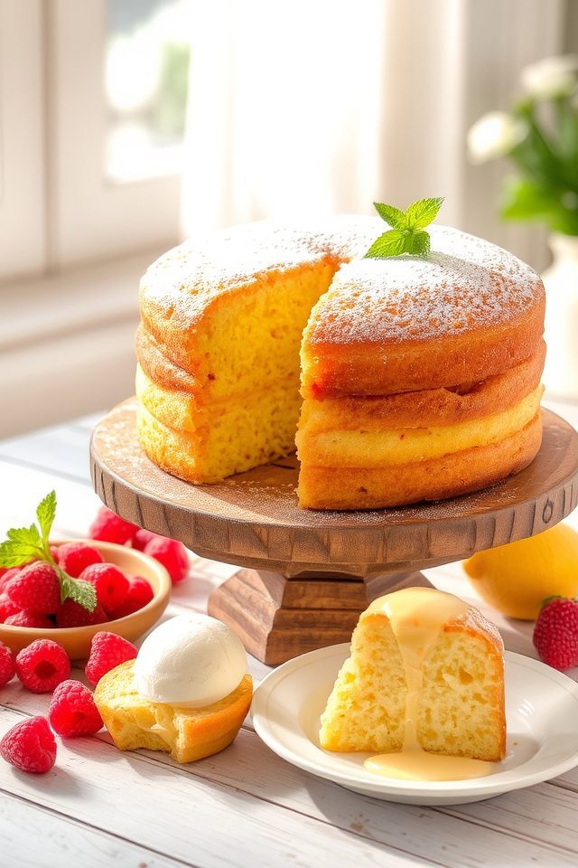 lemon infused airy sponge cake