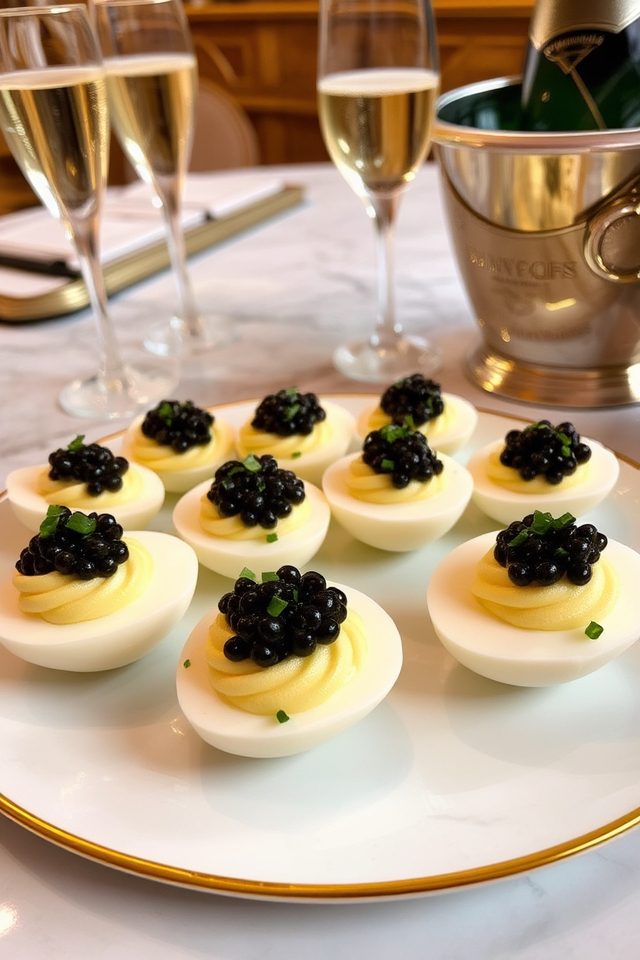luxurious caviar deviled eggs