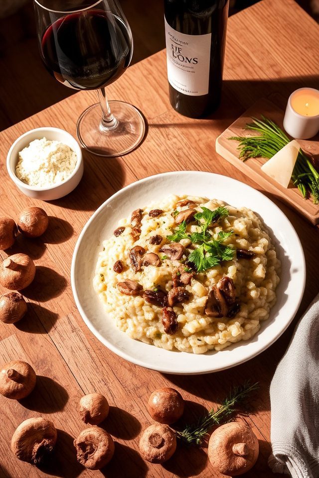 luxurious shiraz mushroom risotto