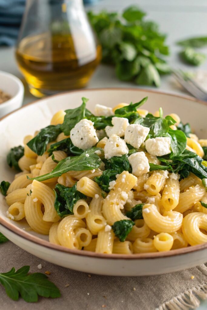 nutritious macaroni spinach feta